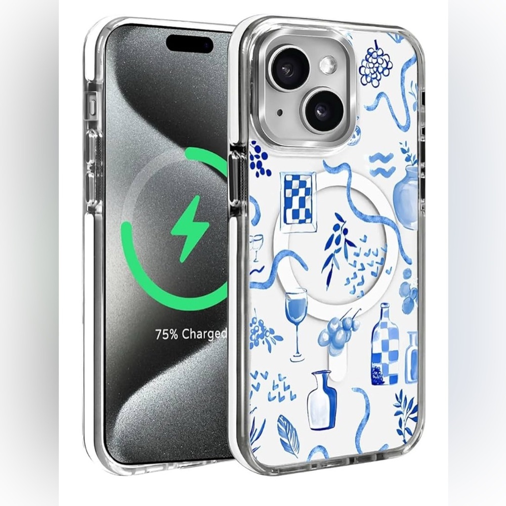 Blue and White “Porcelain Love Collage” iPhone 15 Case